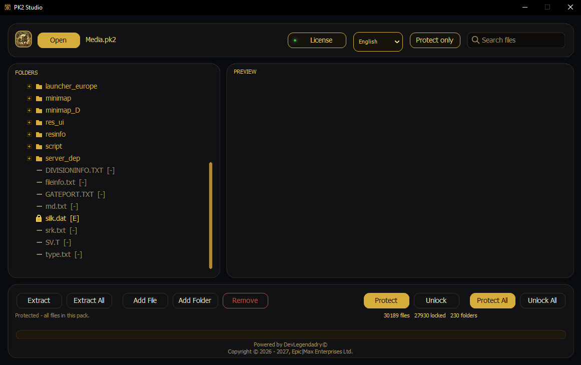 Pk2Studio pk2 folder browser with bulk protect status